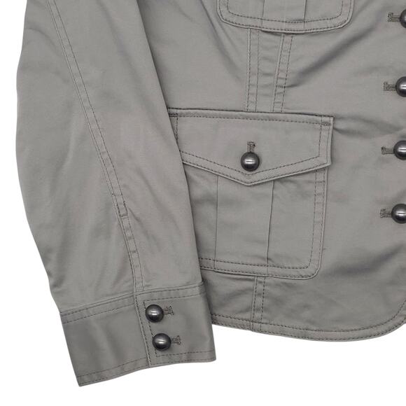 White House Black Market Military Jacket Womens 14 Grey Cropped Pockets - Picture 4 of 12